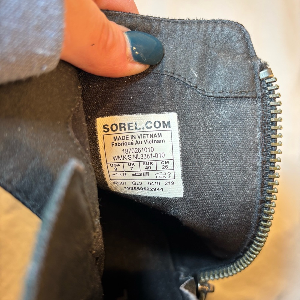 SOREL Women’s Cate Leather Black Waterproof Ankle Booties Shoes Size 9 - Picture 5 of 6